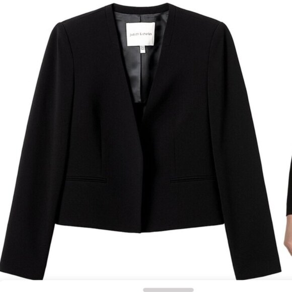 Judith  Charles Clea OpenFront Black Cropped Blazer Jacket Size 6 - Picture 1 of 9